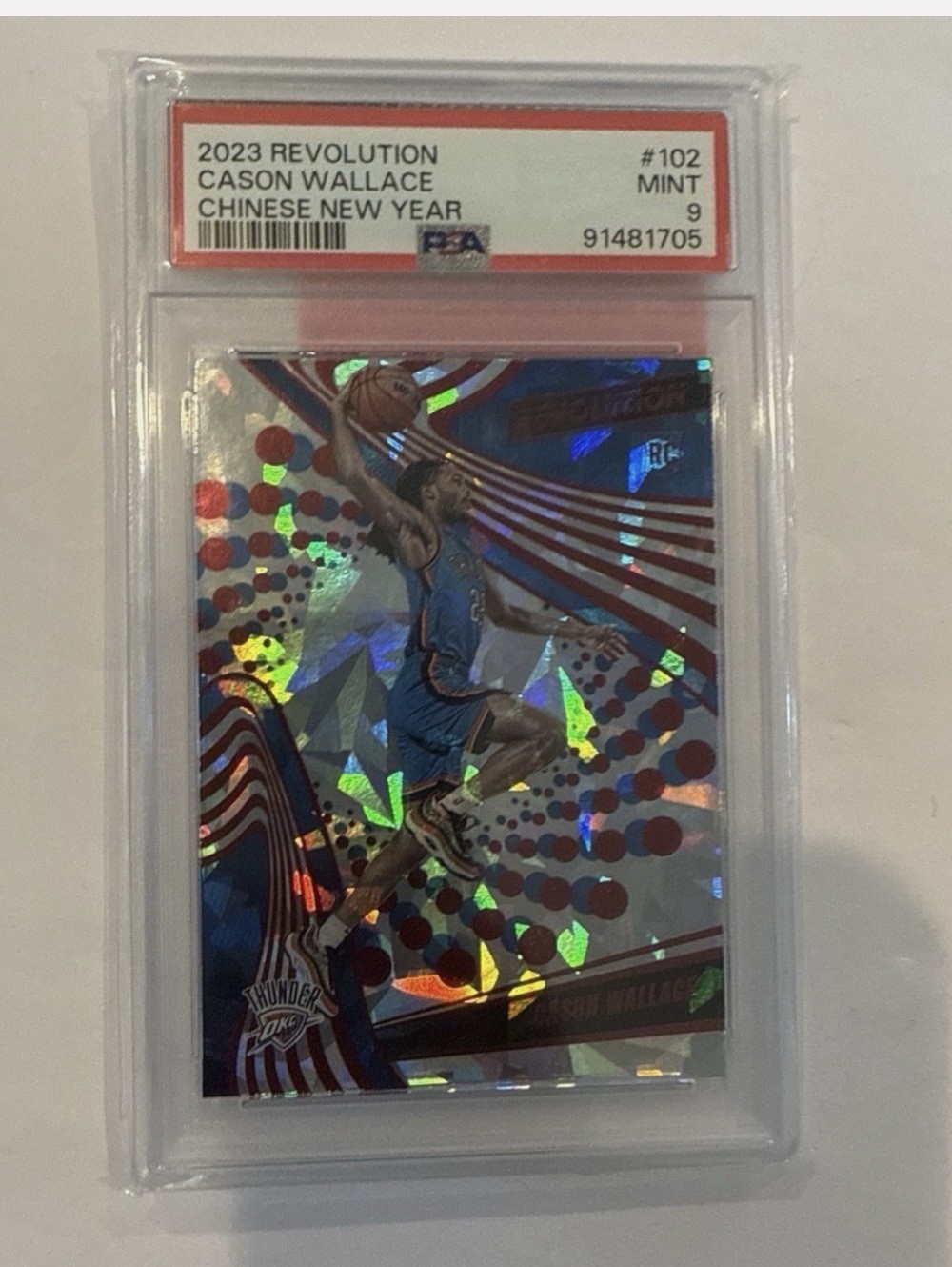 2023 Revolution #102 Cason Wallace Chinese New Year Rookie psa 9 OKC THUNDER