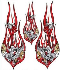 Aufkleber-Set Kolben Flammen Airbrush 17x6cm Piston Flames Decal Sticker