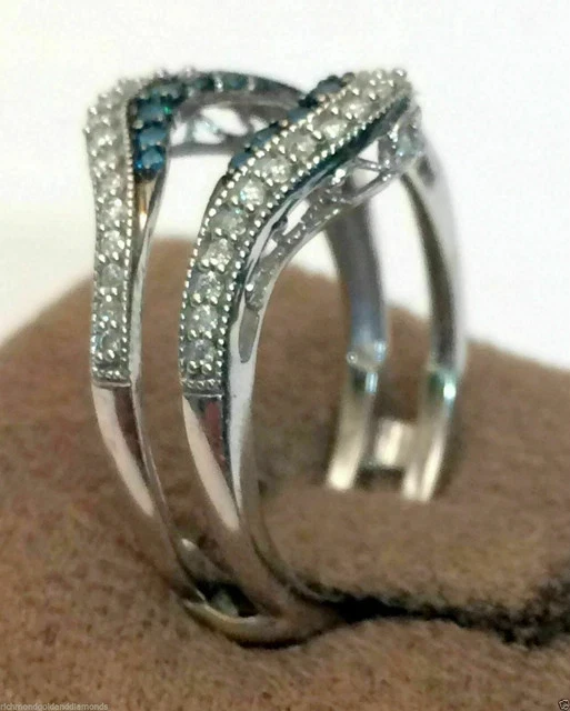 Покрытое белым золотом круглое кольцо с созданным в лаборатории голубым топазом 2,00 карата 14 карат - Изображение 3 из 4