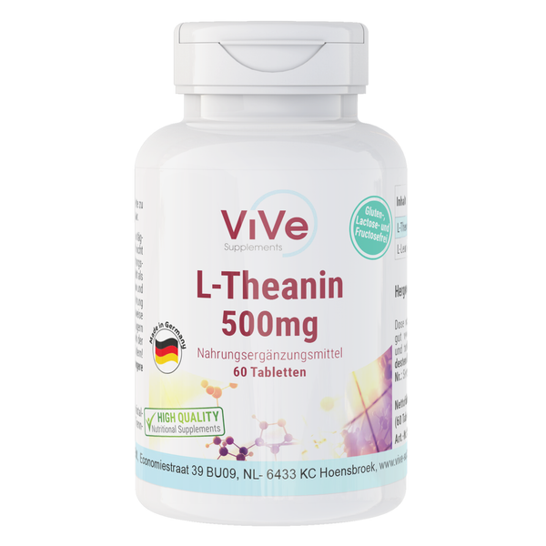L-Theanin 500 Mg - 60 Tabletten - AminosäUre Aus GrüNem Tee | Vive Supplements-image