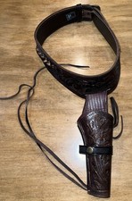 Hand Tooled Leather Cowboy Western Gun Leg Holster