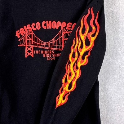 Frisco Choppers Custom Cycles Hoodie Mens S Black Flames SF NoCal