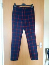 Zara Red Check Trousers Size S