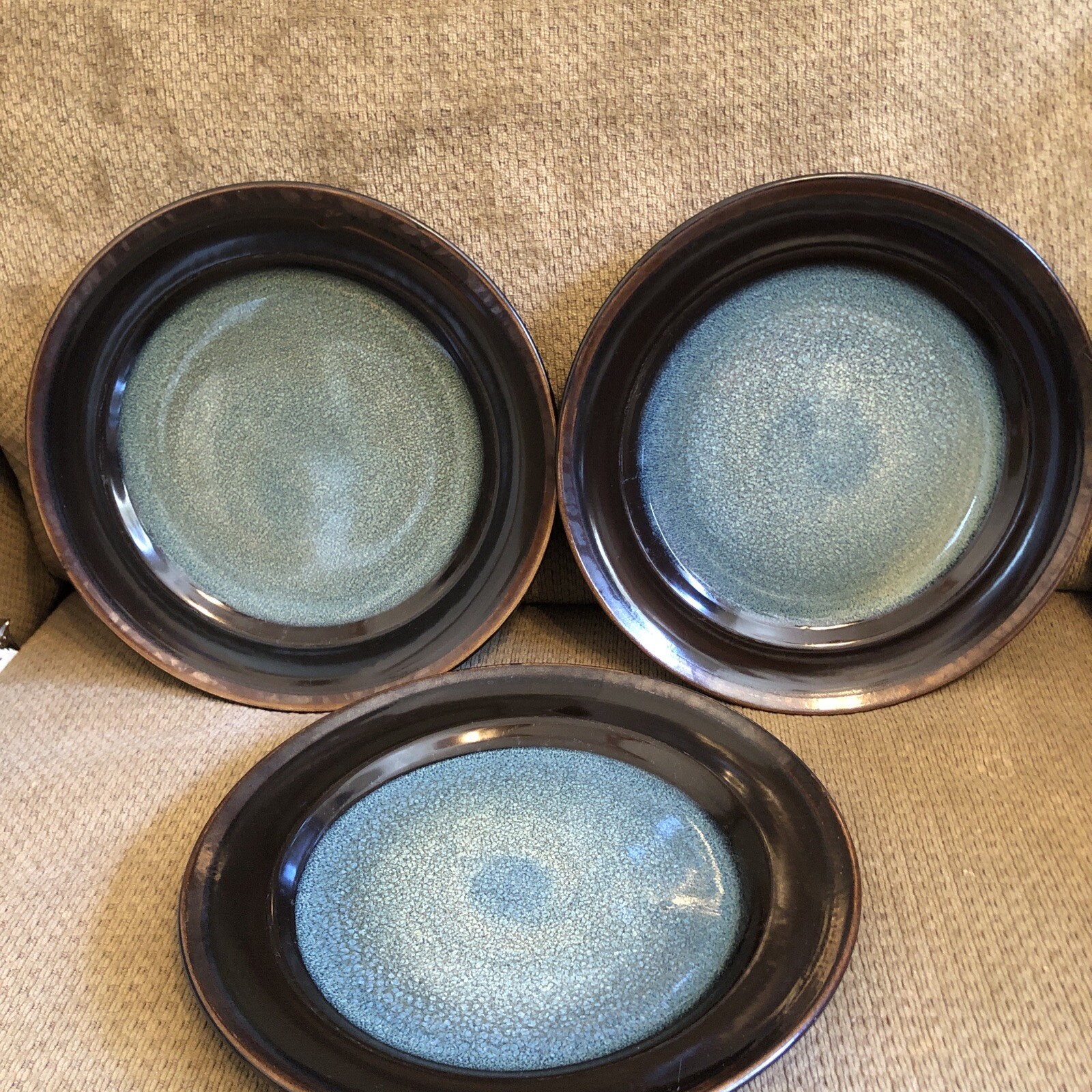 3 Gourmet Basics Jade Dinner Plates by Mikasa Stoneware #3
