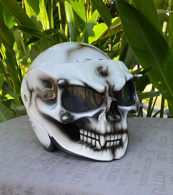 Custom Motorcycle Helmet Ghost Rider Skull Helmet 3D Skull - Main Image