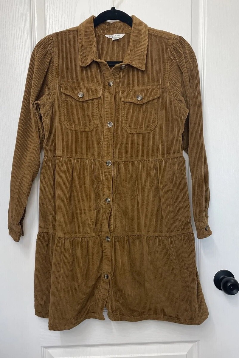 american eagle brown corduroy dress NWT American Eagle Corduroy Wrap Dress (MEDIUM PETITE)