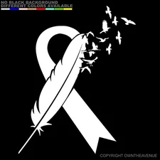 Feather Cancer Ribbon Breast Cancer Awareness Car Truck Decal Vinyl Sticker