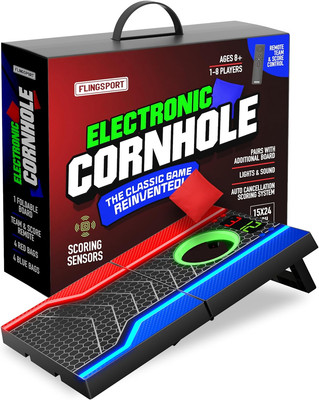 Electronic Cornhole Board Set with Remote, Cancellation Scoring System, Incl 1 C