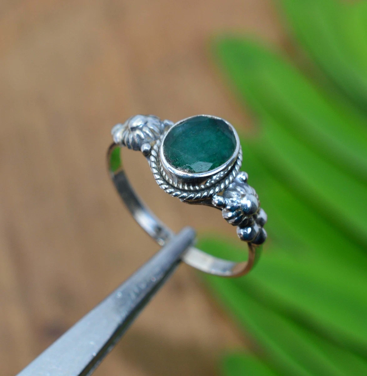 PYTALI Sterling Silver Oval Emerald Gemstone Ring for Men Vintage Retro  Jewelry for Men|Amazon.com