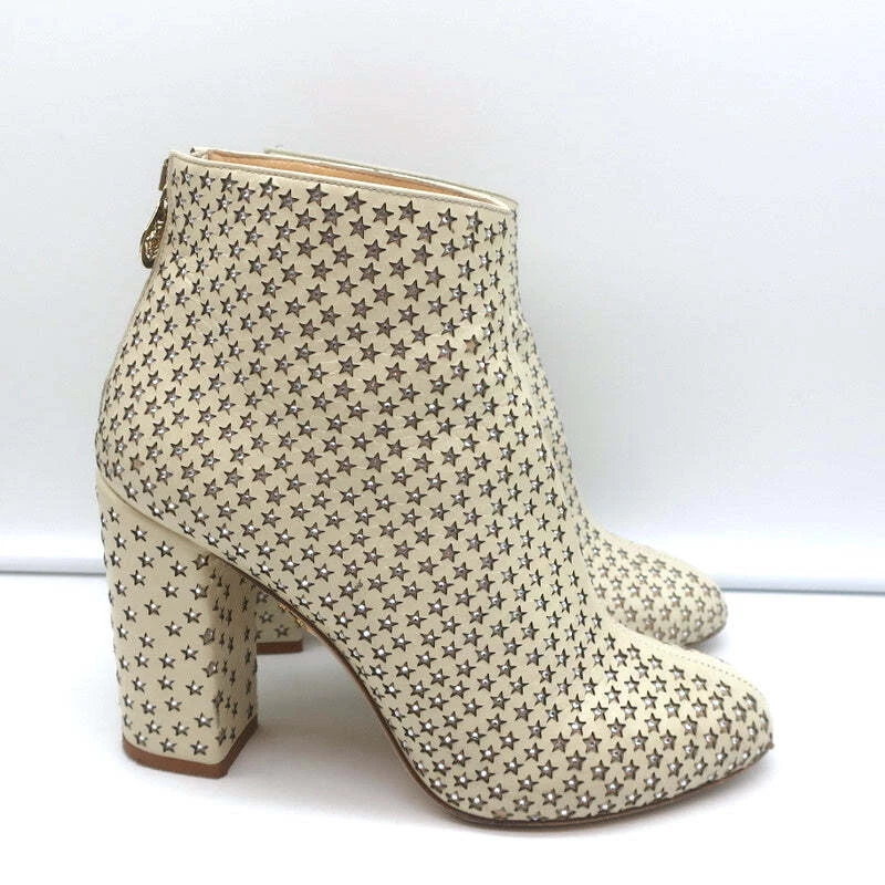 Charlotte Olympia Alba Star Ankle Boot Cream Crystal-Embellished Leather Size 38 - Image 3 of 4