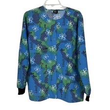 MEDGEAR Women s Scrub Top Size XS Multi Colors Long Sleeves Snap Up Front