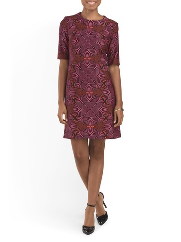 NWT Taylor Size 10 Women's Scuba Abstract Shift Dress Crimson Cherry $128