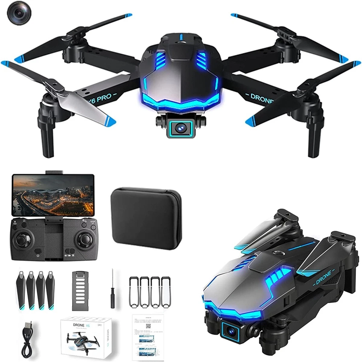 X6 pro RC Drone 4K HD Wide Angle Camera WIFI FPV Drone Single Camera  Quadcopter