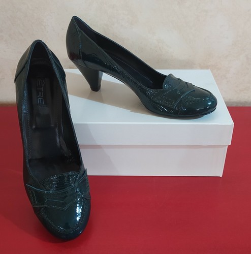 Scarpe ETRE Pelle Vernice Verde Suola in Cuoio tg. 37 -MADE IN ITALY- Nuovo - Foto 9 di 12