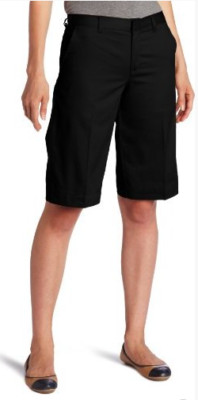 Dickies Junior Women's Flat Front Stretch Black Bermuda Shorts