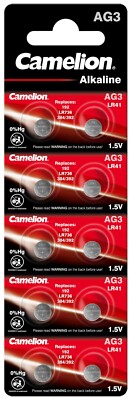 10 Stück Camelion AG3 LR41 192 392 SR41W GP92A G3 1,5V Alkaline Knopfzelle