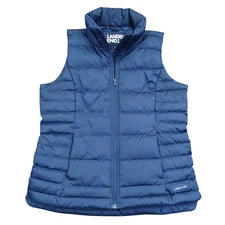 LANDS END Puffer Vest Womens S 6-8 Quilted Full Zip Down Blue Workout Walking