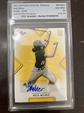 2021 Leaf Perfect Game Beck Milner Auto Yellow TCC Graded Gem Mint 10