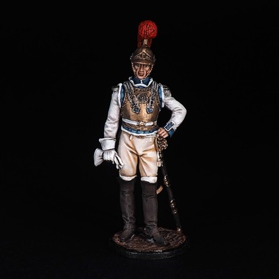 Tin soldier Napoleonic Wars French carabinier with a banner 54 mm