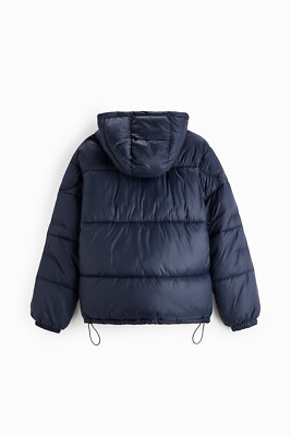 New Zara Water Repellent Puffer Jacket S Navy 5071/300 coat winter
