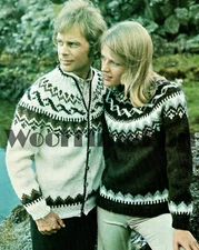 Knitting Pattern Mens Womens Icelandic Ski Winter Nordic Sweater & Cardigan.