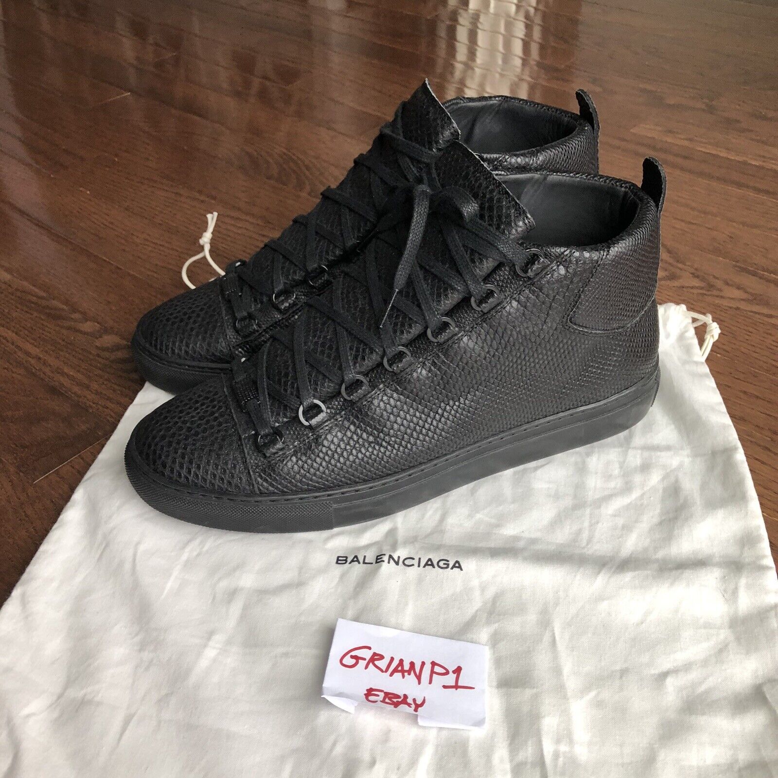 Men’s Balenciaga Arena Black Python Leather High Size… - Gem