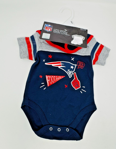 New England Patriots NFL Baby Infant Creeper Bib Booties Set 0-3 Months NWT