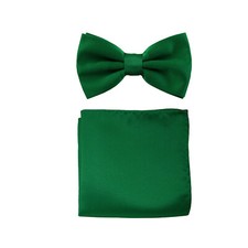 New men's pre-tied bowtie set solid 100 polyester formal wedding emerald green