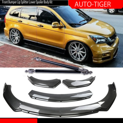 For Honda Pilot 2003-2023 Carbon Fiber Style Front Bumper Lip Spoiler Strut Rods