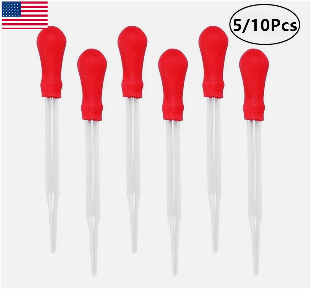 5/10Pcs Glass Pipette Medicine Laboratory Dropper Red Rubber Head Pipet Dropper