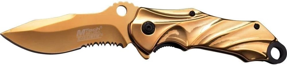 Knife MTECH 8.50" Overall Assisted knife Gold Liner lock Clip Point MT-A888GD - Image 2 of 3