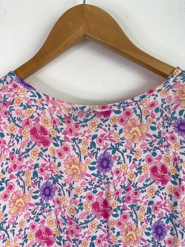 Mombasa Rose Dress Womens Small Pink Floral Sheer Cap Sleeve Buttons Drawstring - Bild 12 von 20
