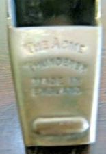 THE ACME THUNDERER MADE IN ENGLAND 1 3/4  X 3/4 INCH ALARM METAL BRASS WHISTLE