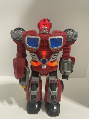 Hap-P Kid Toy Red Robot 2012 Walking Talking Light Up Transformer 100% WORKING