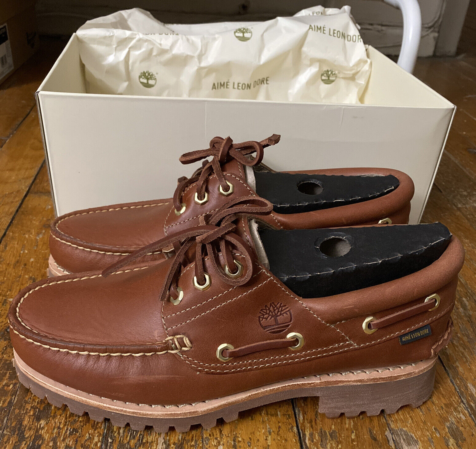 Brand New Aime Leon Dore & Timberland Authentic 3-Eye Lug Shoe Md Brown  Size 6.5