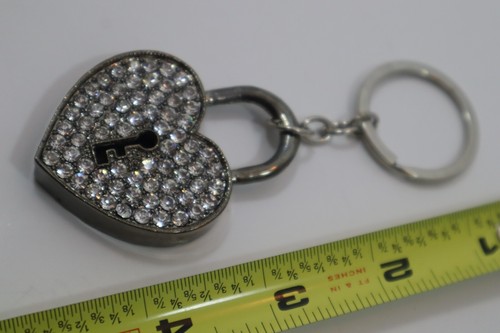 BD Boxy heart lock Bling glam sparkle KEYCHAIN key chain ring Glam - Picture 6 of 6