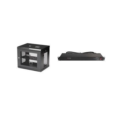StarTech.com 2 Post 9U 19'' Wall Mount Network Cabinet & 8 Outlet Horizontal 1...