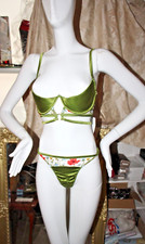 Studio Pia Cerelia Quarter Cup Bra & Thong In Jungle Green Size 5 & L BNWT