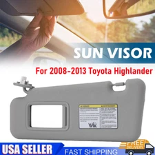 Gray Left Driver Side Sun Visor w/Mirror & Light For 2008-2013 Toyota Highlander