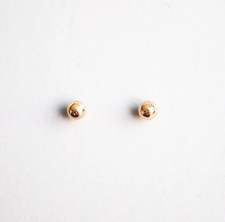 High Polish Pure 10K Yellow Gold Simple  Dainty Tiny Ball Stud Women's Earrings