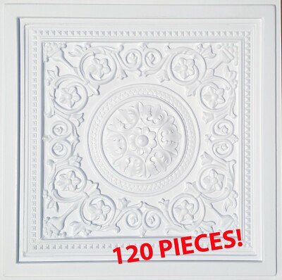 Grid System, Pop In, 24'' x 24'', 3D, PVC Ceiling Tiles MAJESTY White 120 pieces