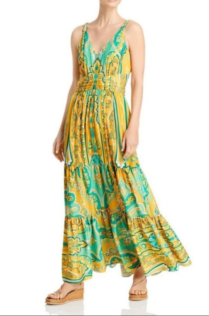 kobi halperin green dress Kobi Halperin Aileen Printed Green Multicolor Maxi Dress Size 6 Broken  zipper
