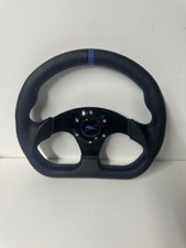 Tuned By Matrix D Shape Steering Wheel Black Blue Stripe With Horn Button