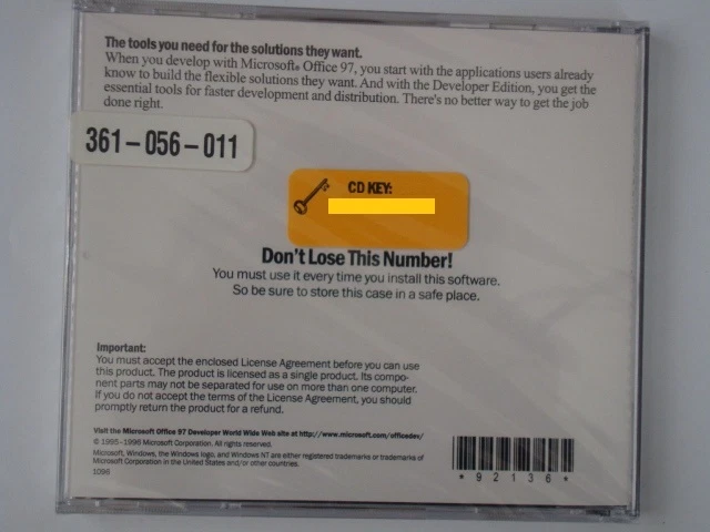 Microsoft Office 97 Developer Edition Tools (sealed retail jewel case) - Image 2 of 2
