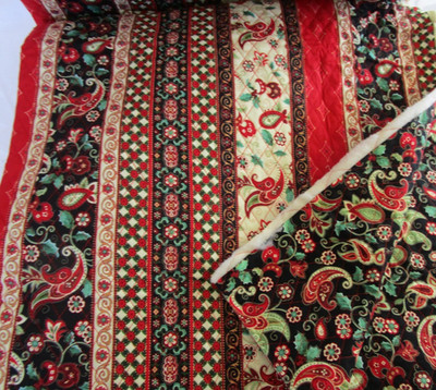 MBT Quilted Double Sided Fabric HOLIDAY Stripe Red Black, BTY, 5 YDS AVAILABLE