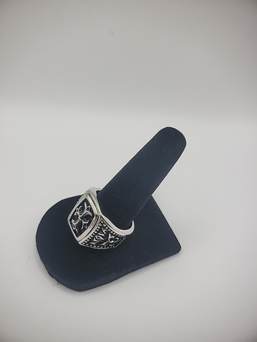 Vintage Ring Men Size 9 Stainless Steel Black Silver Tone Jewelry Costume - Picture 5 of 11