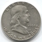 1954 -  FRANKLIN HALF DOLLAR -90 % SILVER - LOT # 341