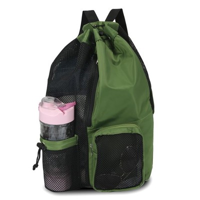 Mesh Backpack,Mesh Swim Drawstring Backpacks with Wet/Dry for Beach,Swimming,...