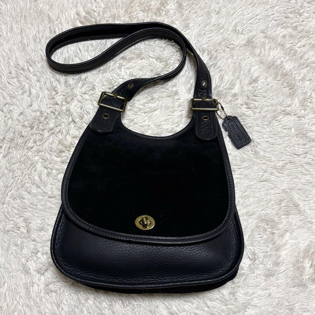 Auth Old Coach 9014 Shoulder Bag Black Vintage Ergo