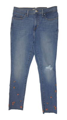 Levis 311 W32 L28 Damen Shaping Skinny Jeans Cropped Blumen Light Blue Stretch